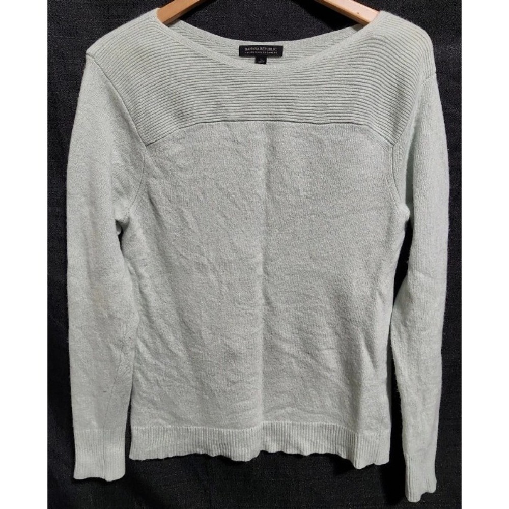 Banana Republic‎ Sage Mint Cashmere Italian Wool Cashmere Women Sweater Sz Lrg